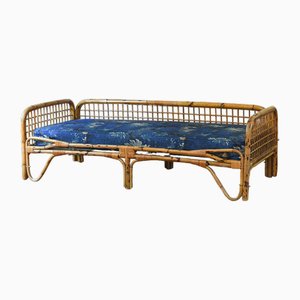 Tan Rattan Daybed, 1980s