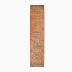 Tappeto Runner vintage arancione corallo e verde