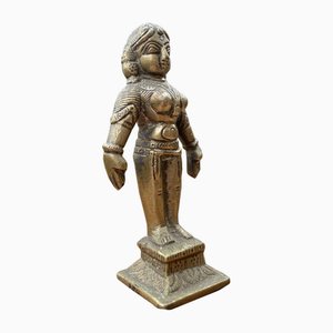 Indische oder tibetische Gottheit Tempelstatue aus Messing, 19. Jh.