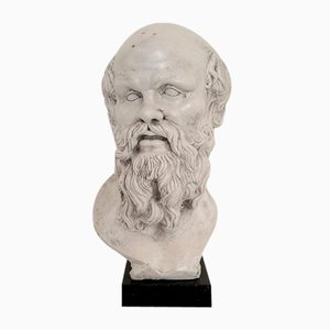 White Bust of Socrates, 1940, Plaster on a Black Marble Base