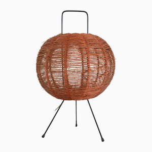 Lampe de Bureau Sphère Scandinave en Métal et Sisal, 1960s