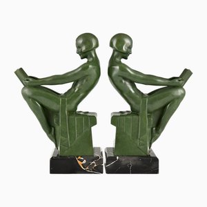 Art Deco Bookends by Max Le Verrier, 1930s, Set of 2