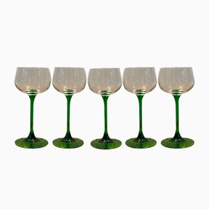 Verres à Pied Vert Luminarc Verrerie Darques, France, 1970s, Set de 5