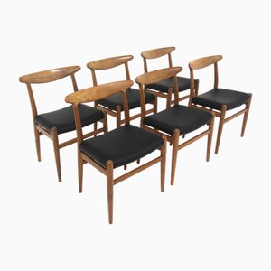 W2 Chairs by Hans J. Wegner for Carl Hansen & Søn, 1960s, Set of 6