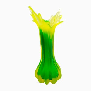 Murano Glass Frosted Uranium Vase from Archimede Seguso, 1950s