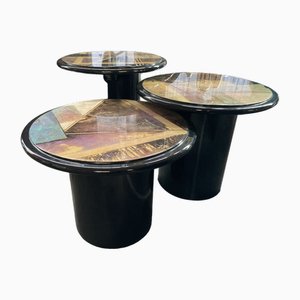 Miami Vice Style Round Side Tables, 1980s, Set of 3
