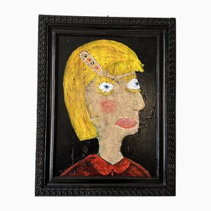 Felix Bachmann, Portrait of a Woman, Mixed Media on Wood, 2023