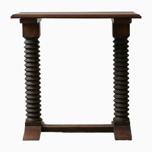Mid-Century French Turned Oak Console or Side Table in style of Dudouyt , 1950s