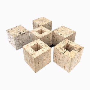 Travertine Desk Objects, Italy, 1970s, Set of 6