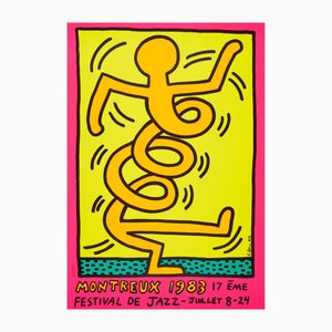 Keith Haring, Affiche Rouge et Jaune du Montreux Festival De Jazz, 1983, Sérigraphie