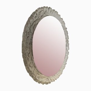 Large Oval Wall Mirror with Lighting by Egon Hillebrand for Hillebrand Lighting, 1970s