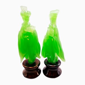 Jade Murano Glass Sculptures by Ermmano Nason for Cenedese, 1960, Set of 2