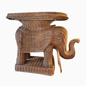 Rattan Elephant Side Table in the style of Vivaï Del Sud, Italy, 1970s