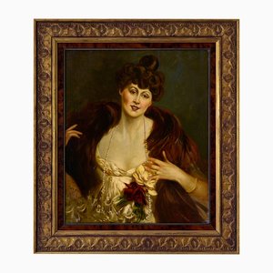 Salvatore De Rosa, Portrait of Woman, Oil on Canvas, 1990s, Framed