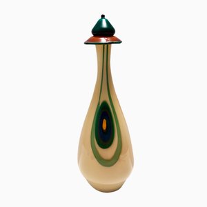 Postmodern Encased and Hand-Blown Glass Decanter Bottle, Italy, 1960s