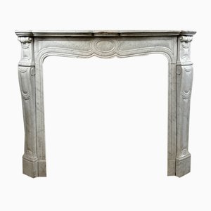 Louis XV White Marble Fireplace, 1890s