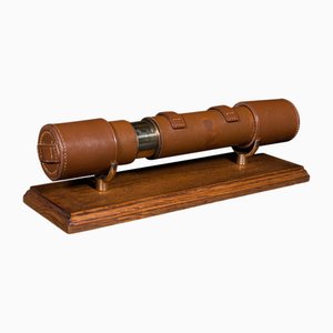 Englisches Vintage Teleskop mit 2 Schubladen aus Leder & Messing, 1960er