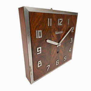 Art Deco Burl Walnut Vedette Wall Clock, 1930s
