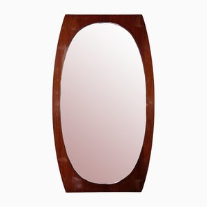 Miroir Classique Mid-Century Ovale en Noyer, Italie, 1960s