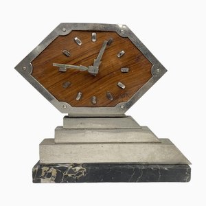 Art Deco Uhr mit Marmorsockel, 1930er