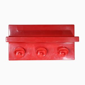 Red Plastic Coat Rack attributed to Olaf Von Bohr & Marcello Said for Kartell, Italy, 1970s