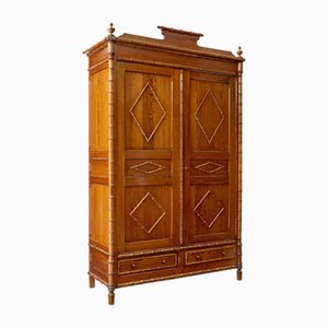 Antique French Faux Bamboo Pine Wardrobe, 1890s