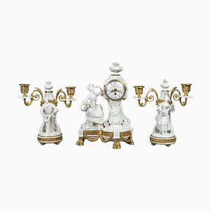 Sèvres Biscuit and Gilded Bronze Set, 19th Century, Set of 3