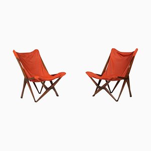 Red Tripolina Folding Chairs by Joseph B. Fenby, Set of 2