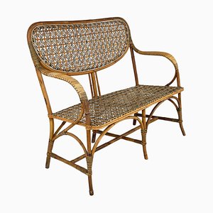 Italian Liberty Two-Seater Outdoor Bench in Rattan Palazzo Falconi, 1890s