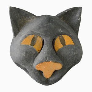 Papier Mache Cat Carnival Mask, 1960s
