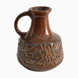 Braune Mid-Century Keramik Vase von Veb Haldensleben, DDR, 1970er