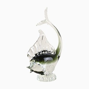 Murano Glass Fish Sculpture in Clear Glass, 1970