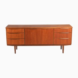 Mid-Century Teak Sideboard with Carved Wooden Handles, 1960s