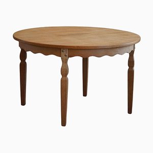 Modern Danish Round Dining Table in Oak with Two Extensions, 1960s