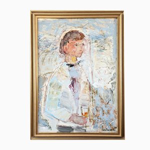 At Your Service, Oil Painting, 1950s, Framed