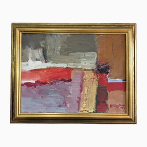 Otorgar, pintura al óleo, años 50, enmarcado