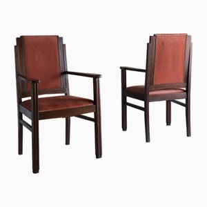 Amsterdam School Oak Armchairs, Netherlands, 1920s, Set of 2