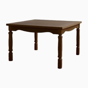 Carved Oak Square Coffee Table by Henning Kjaernulf, Denmark, 1950s