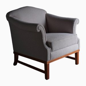 Gray Boucle Lounge Chair, 1940s