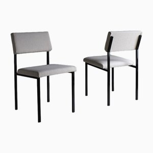 White Boucle Black Metal Chairs from Kembo, Netherlands, 1960s, Set of 2