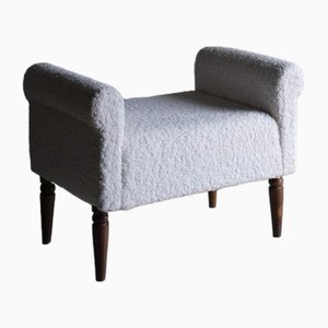 Weiße Fußhocker aus Lammfell, 1960er