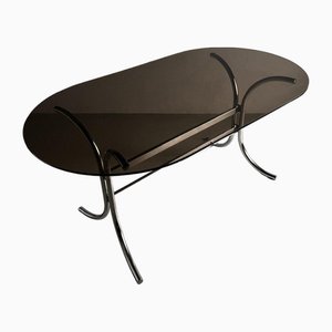 Chrome Smoked Glass Dining Table, Italy, 1970s