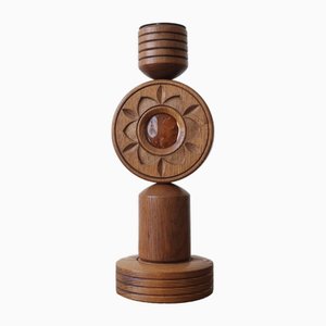 Candelabro de madera tallada, años 70