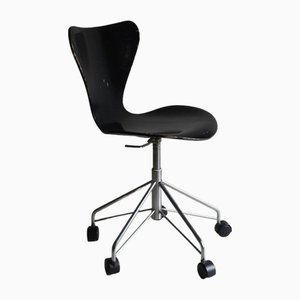 3117 Black Swivel Chair by Arne Jacobsen for Fritz Hansen