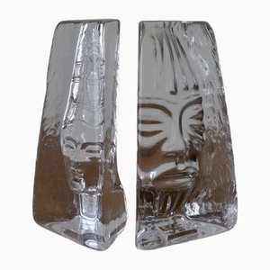 Brutalistische Skulpturen aus Klarglas von Renate Stock-Paulsson, 1990er, 2er Set