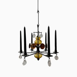 Lampadario Art in vetro di Erik Höglund per Boda, anni '70