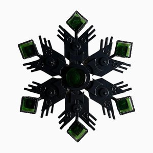 Black Metal Art Glass Wall Decor from Dantoft, Denmark, 1960s