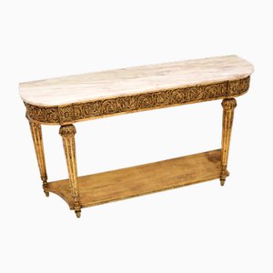 French Marble Top Gilt Wood Console Table, 1930s