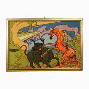 Composición moderna, 1980, Técnica mixta, Enmarcado