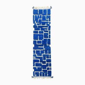 Tapis de Couloir Bleu Moderne, Maroc